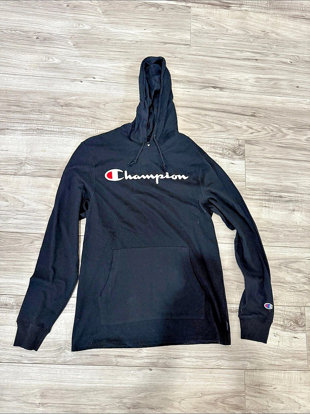 Champion lightweight T-Shirt Hoodie Black Hoodie Size Medium